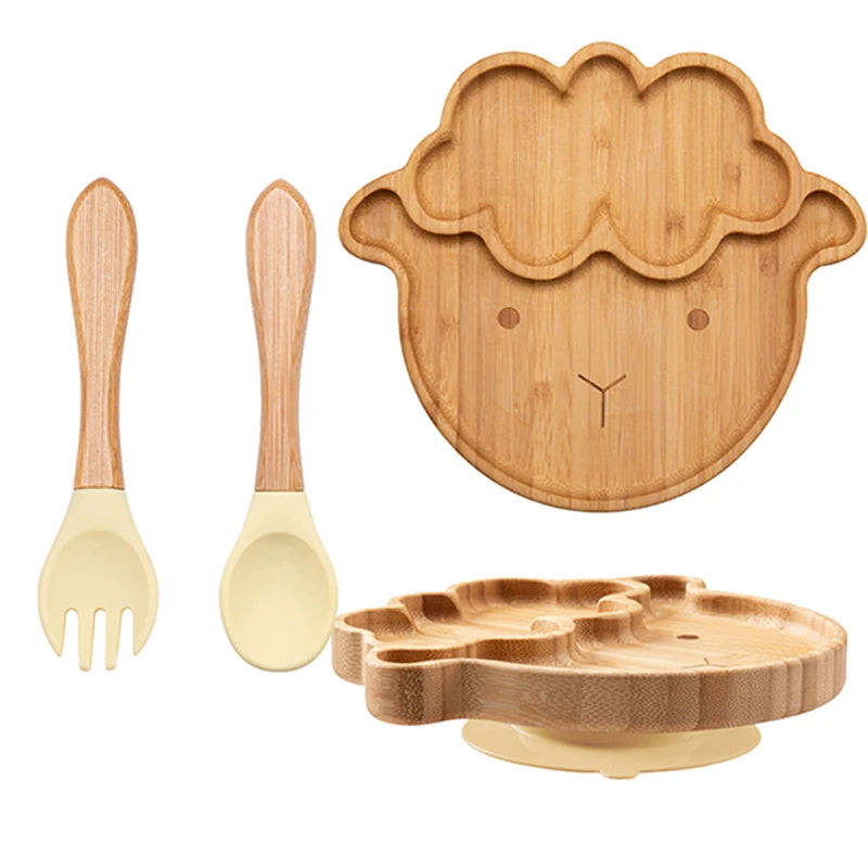 🍽️ Set 3 Piatti in Bambù per Bambini con Ventosa – Eco-Chic & Sicuro