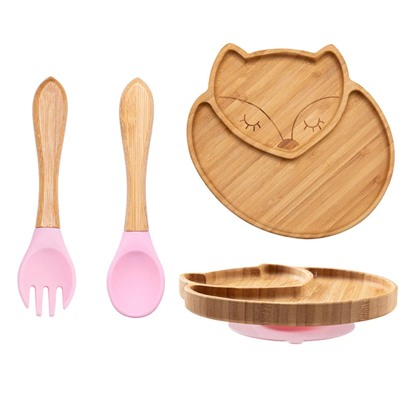 🍽️ Set 3 Piatti in Bambù per Bambini con Ventosa – Eco-Chic & Sicuro