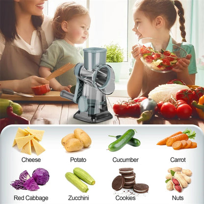 Grattugia Manuale 3 in 1 per Verdure, Formaggio e Frutta Secca