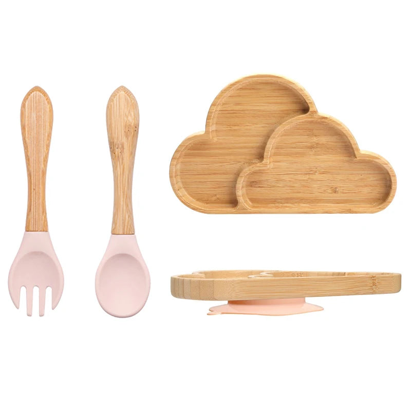 🍽️ Set 3 Piatti in Bambù per Bambini con Ventosa – Eco-Chic & Sicuro