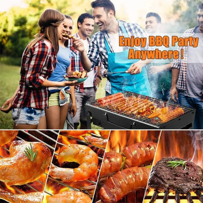 🔥 Grill da Viaggio Portatile in Acciaio Inox – Kit Completo per BBQ Ovunque!