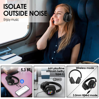 Cuffie con Schermo Touch JH-ANC930Plus - Cancellazione Rumore Ibrida, Schermo LED, Bluetooth 5.3