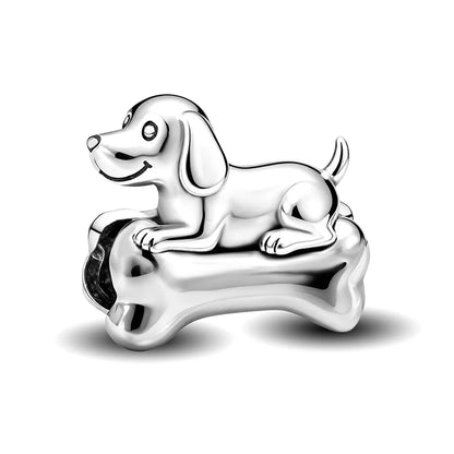 Perline Braccialetto 925 Argento Sterling | Charm Cane, Farfalla, Polpo | Gioielli Fai Da Te