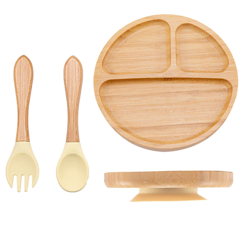 🍽️ Set 3 Piatti in Bambù per Bambini con Ventosa – Eco-Chic & Sicuro