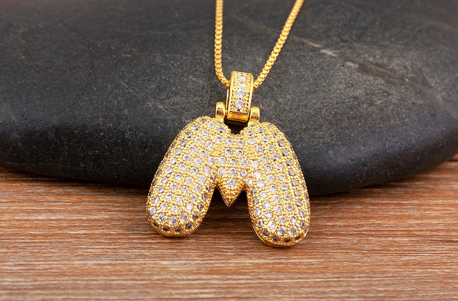 Collana regolabile con lettera scintillante A-Z Design unisex