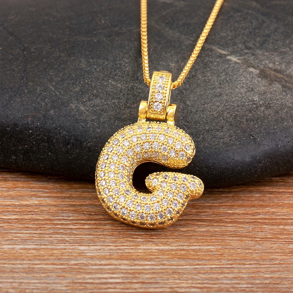 Collana regolabile con lettera scintillante A-Z Design unisex