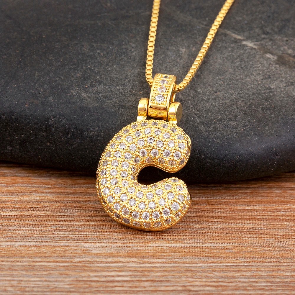 Collana regolabile con lettera scintillante A-Z Design unisex