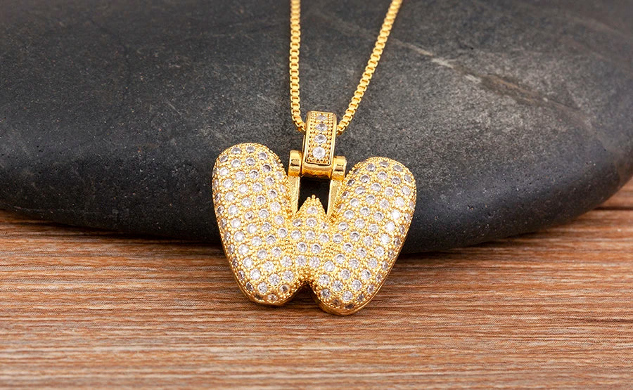 Collana regolabile con lettera scintillante A-Z Design unisex