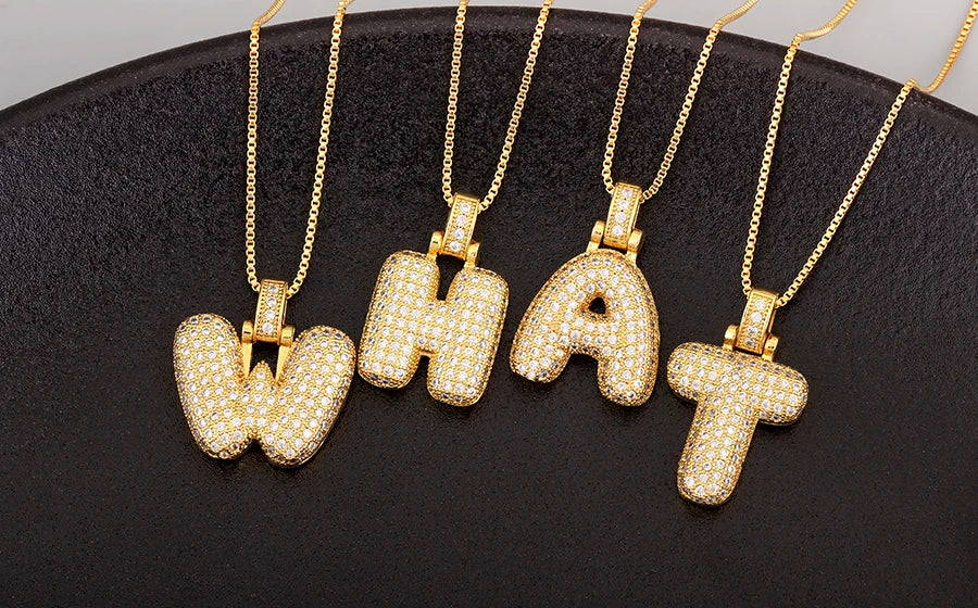 Collana regolabile con lettera scintillante A-Z Design unisex