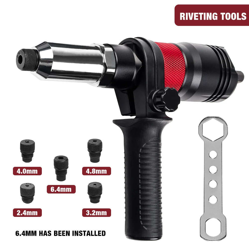🔧 Rivettatrice Elettrica Senza Fili 6 in 1 - Adattatore per Trapano con 5 Misure (2.4-6.4mm)