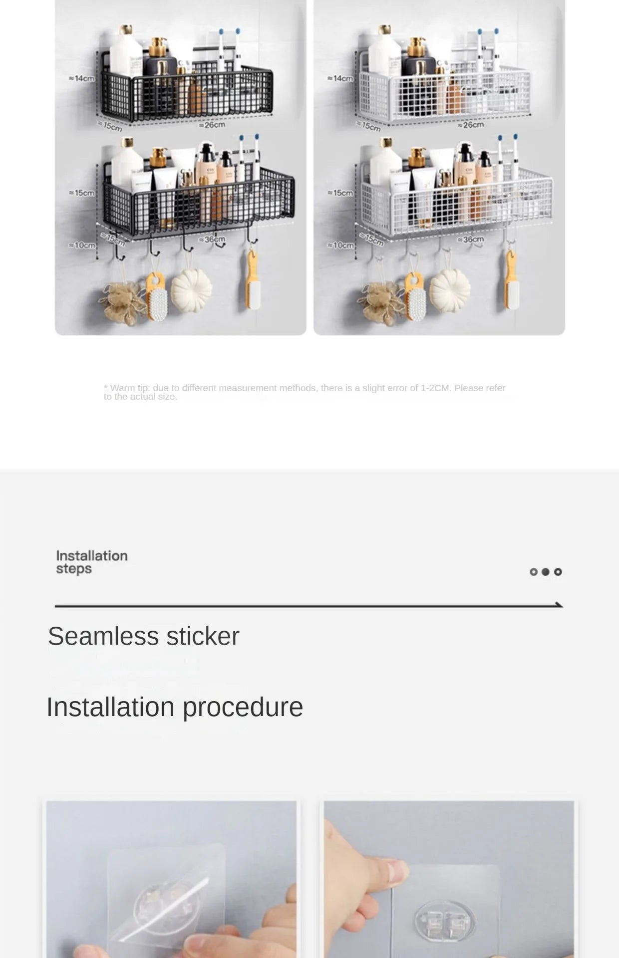 Scaffale Parete Adesivo - Per Cucina, Bagno - No Fori, Porta Oggetti