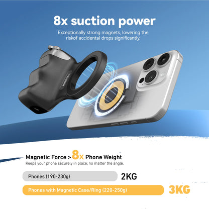 Impugnatura Magnetica Pro 🎬 | Bluetooth, Luce Integrata | Per iPhone,Samsung,Huawei, Xiaomi