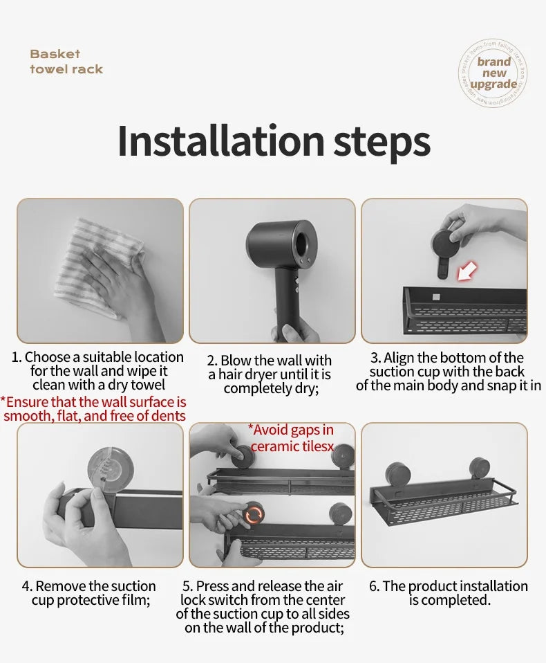 Portaoggetti da Parete Senza Trapano – 5 Secondi e il Tuo Bagno è in Ordine