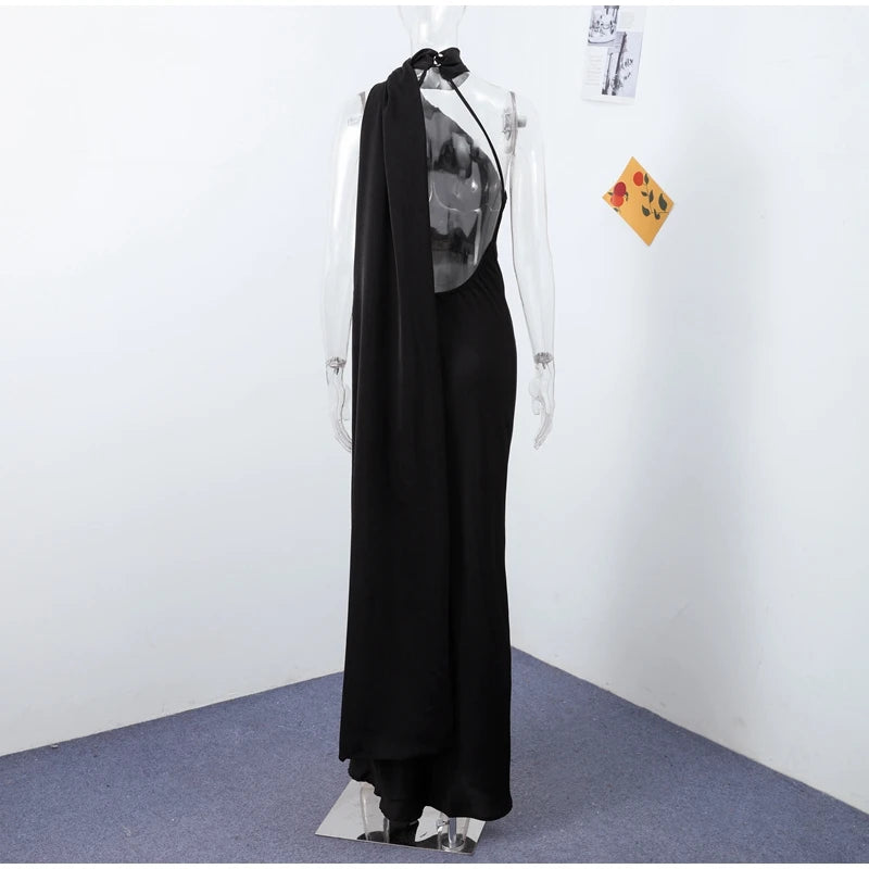 ABITO LUNGO ELEGANTE DONNA – Stile Senza Spalle con Schiena Nuda, Perfetto per l’Estate 2025!