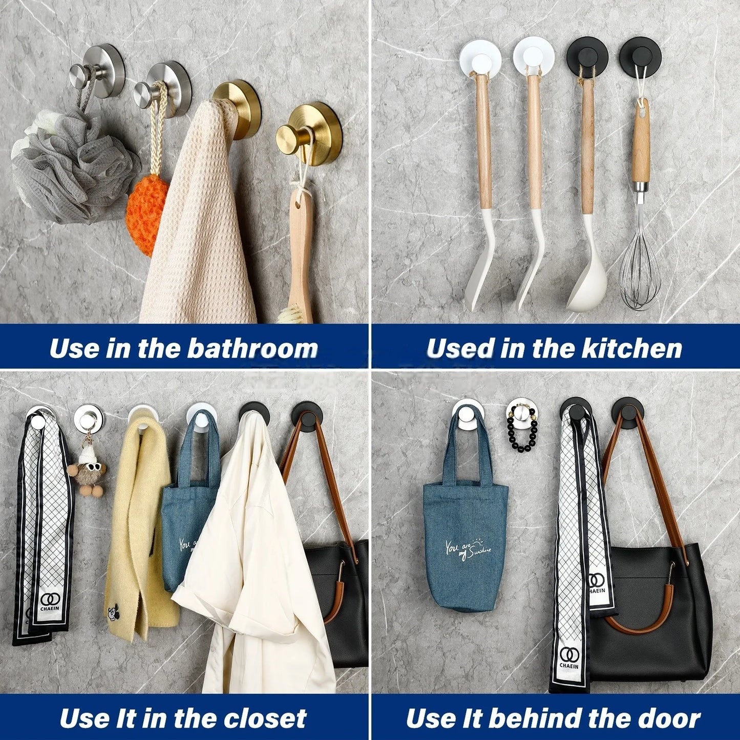 Ganci a Ventosa Sottovuoto senza Fori | Adesivi per Bagno, Cucina, Vetro | Porta Asciugamani e Borse