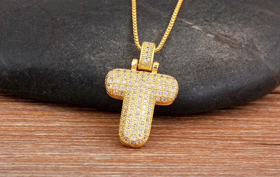 Collana regolabile con lettera scintillante A-Z Design unisex