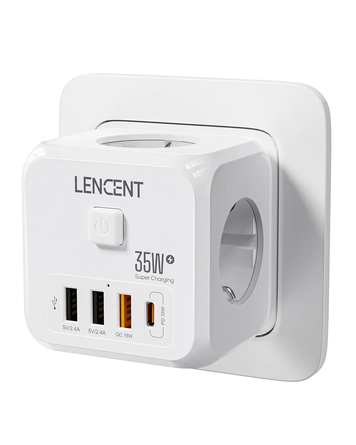 Extender Presa 7-in-1 - 3 USB + 1 Tipo C + 3 Prese EU con Interruttore