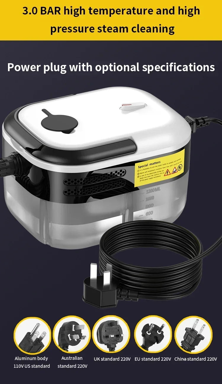 Pulitore a Vapore Portatile Sterilizza Auto, Divani Cucina Condizionamento 105°C