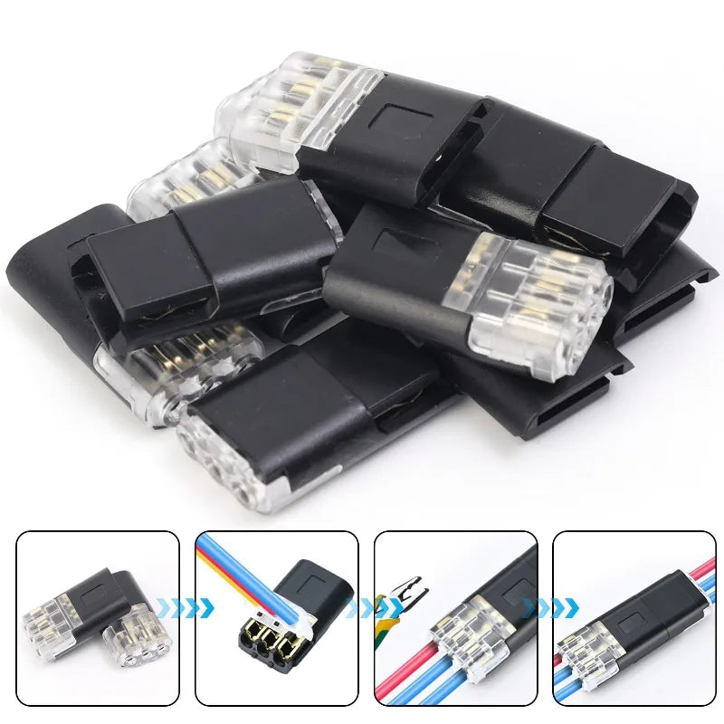 Connettori Rapidi LED D3 | Senza Saldatura e Spelatura | a 3 Fili Ingresso/Uscita | per Collegamenti Elettrici Veloce