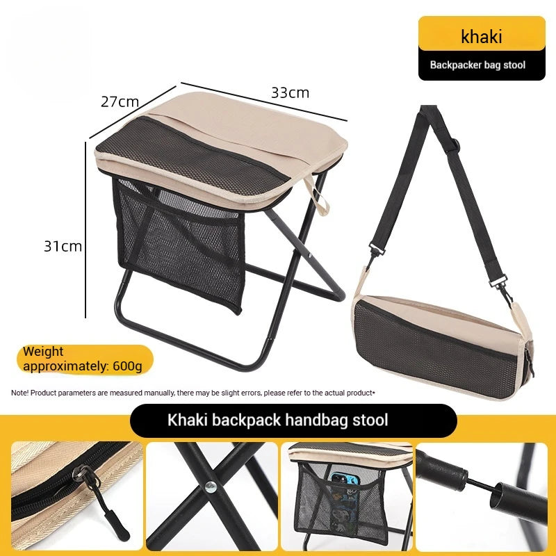Sgabello Pieghevole Portatile con Zaino | Leggero con Borsa da Trasporto | Sedia Mini Outdoor per Viaggio, Trekking, Picnic