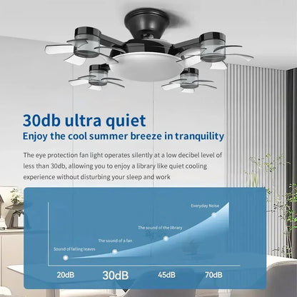 Lampada Soffitto a Ventilatore 2-in-1 60W | Design Drone, Telecomando, Silenziosa 30dB | per Casa, Ristorante, Ufficio