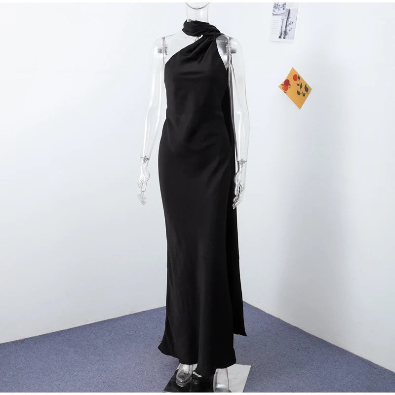 ABITO LUNGO ELEGANTE DONNA – Stile Senza Spalle con Schiena Nuda, Perfetto per l’Estate 2025!