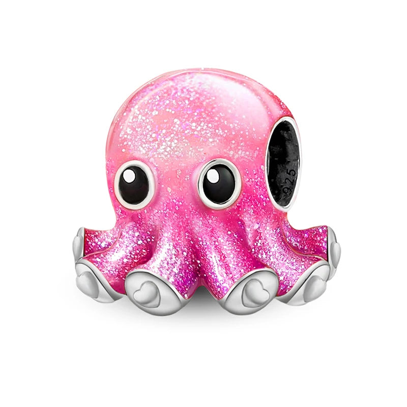 Perline Braccialetto 925 Argento Sterling | Charm Cane, Farfalla, Polpo | Gioielli Fai Da Te