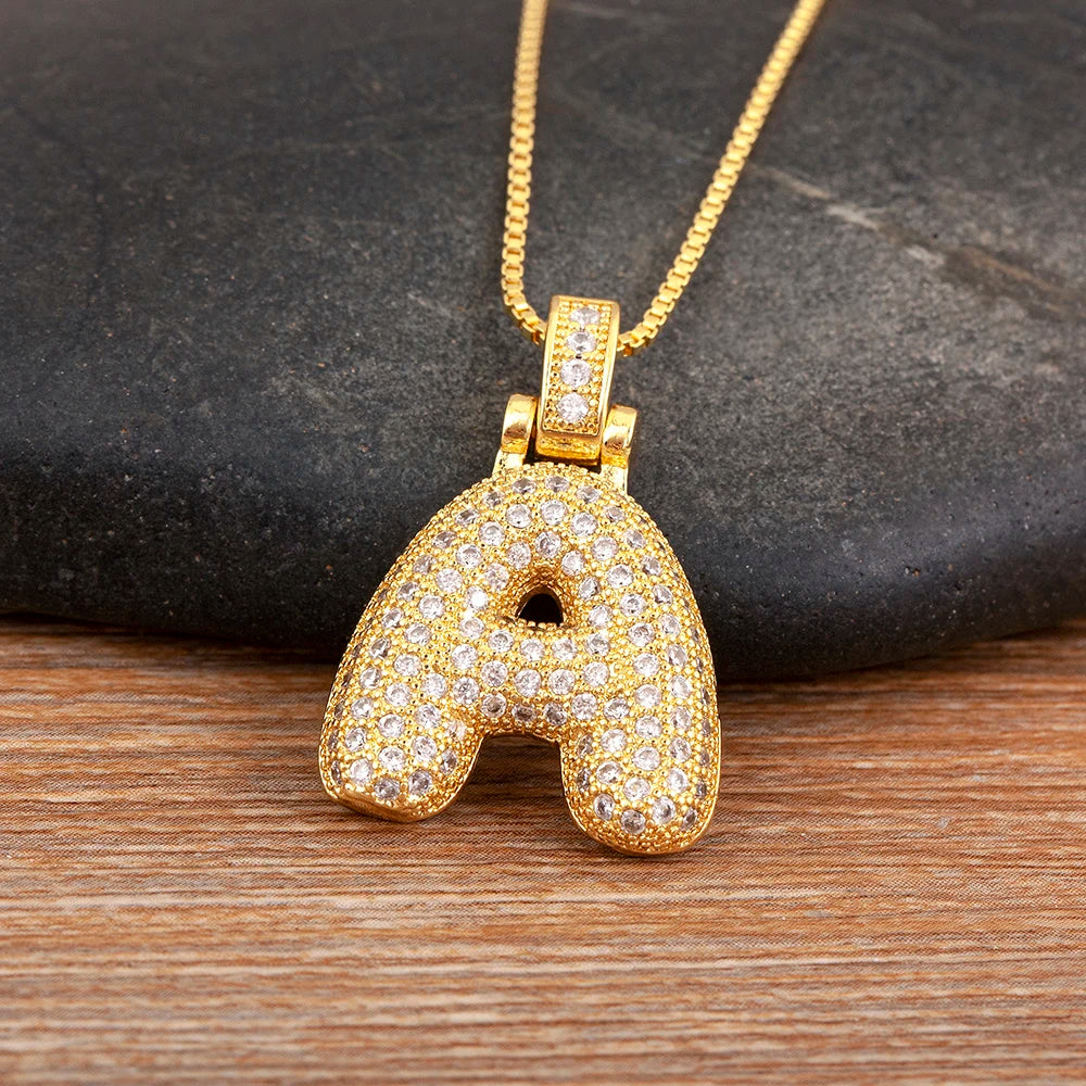 Collana regolabile con lettera scintillante A-Z Design unisex