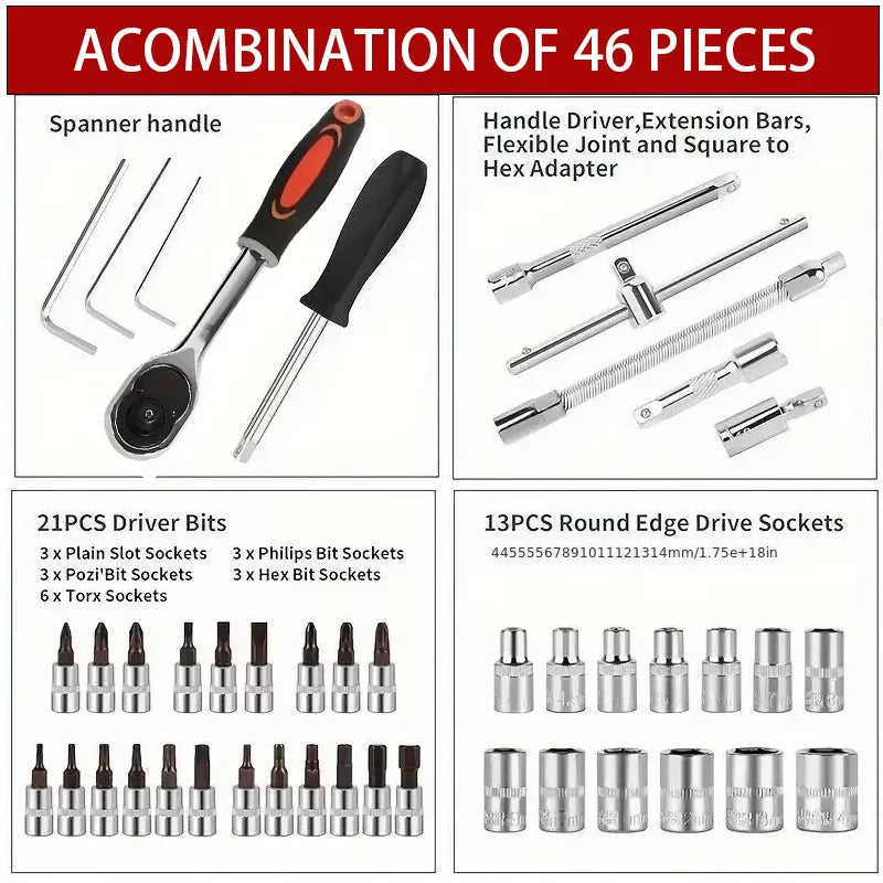 Kit 46 Chiavi Bussola Professionali - Per Auto, Moto, Riparazioni