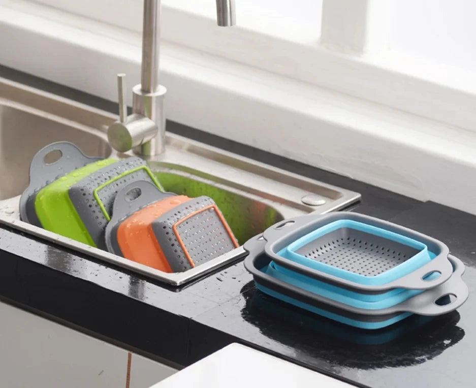 2 Colini Pieghevoli in Silicone - Scolapiatti & Frutta - Cucina Pratica