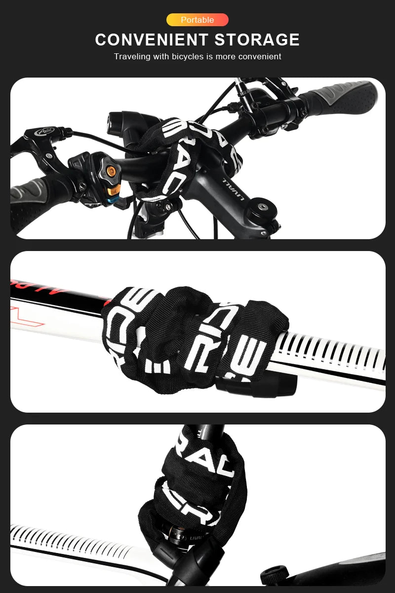 Lucchetto Catena RIDERACE per Bici/Scooter - Antifurto Alta Sicurezza con 2 Chiavi