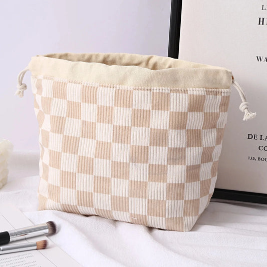 🎀 Borsa trucco velluto scozzese con organizer stile college! ✨ #Moda2025