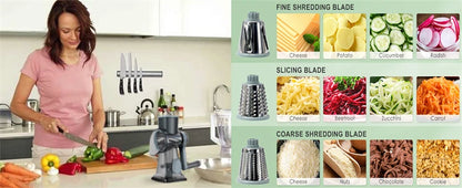 Grattugia Manuale 3 in 1 per Verdure, Formaggio e Frutta Secca