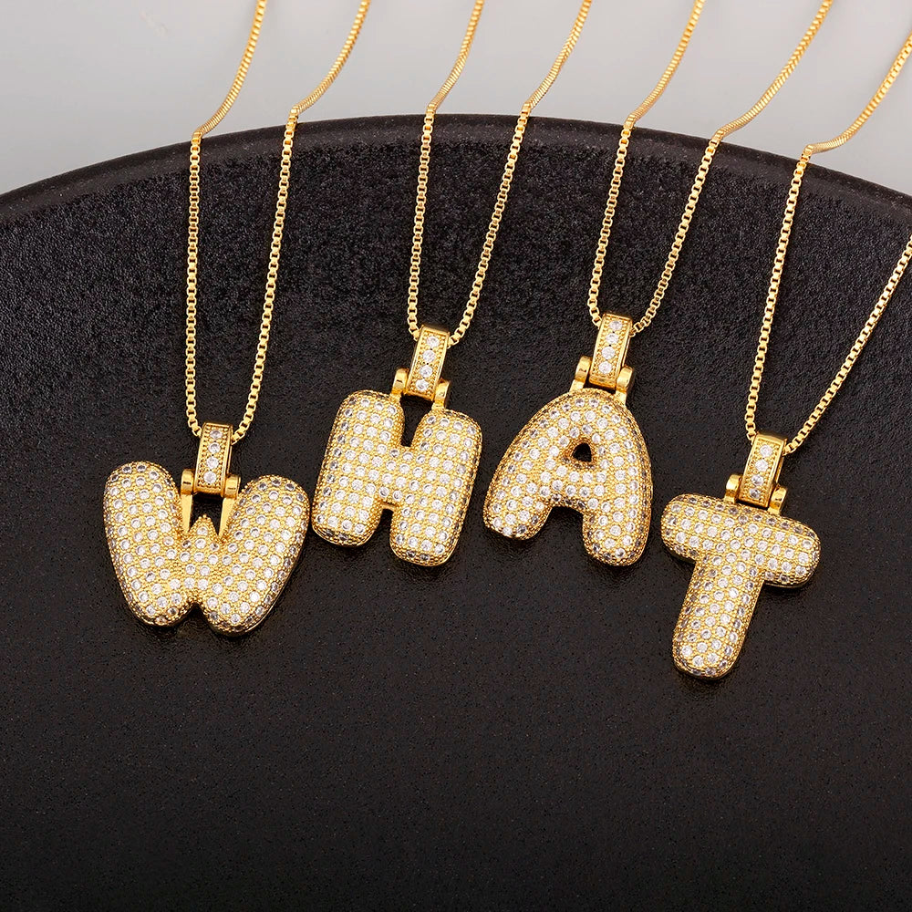 Collana regolabile con lettera scintillante A-Z Design unisex