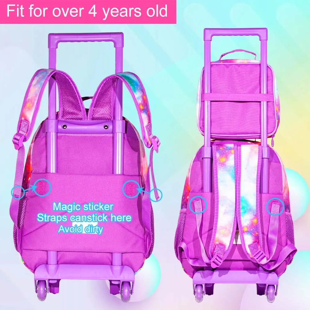 🦄 Zaino Trolley Unicorn 3-in-1 - Set Scuola con Portapranzo + Astuccio