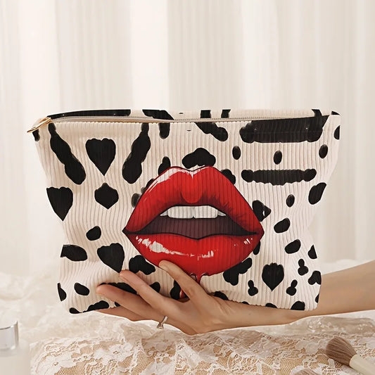 💄 Makeup Bag Leopardo & Labbra Rosse – Elegante e Spaziosa!