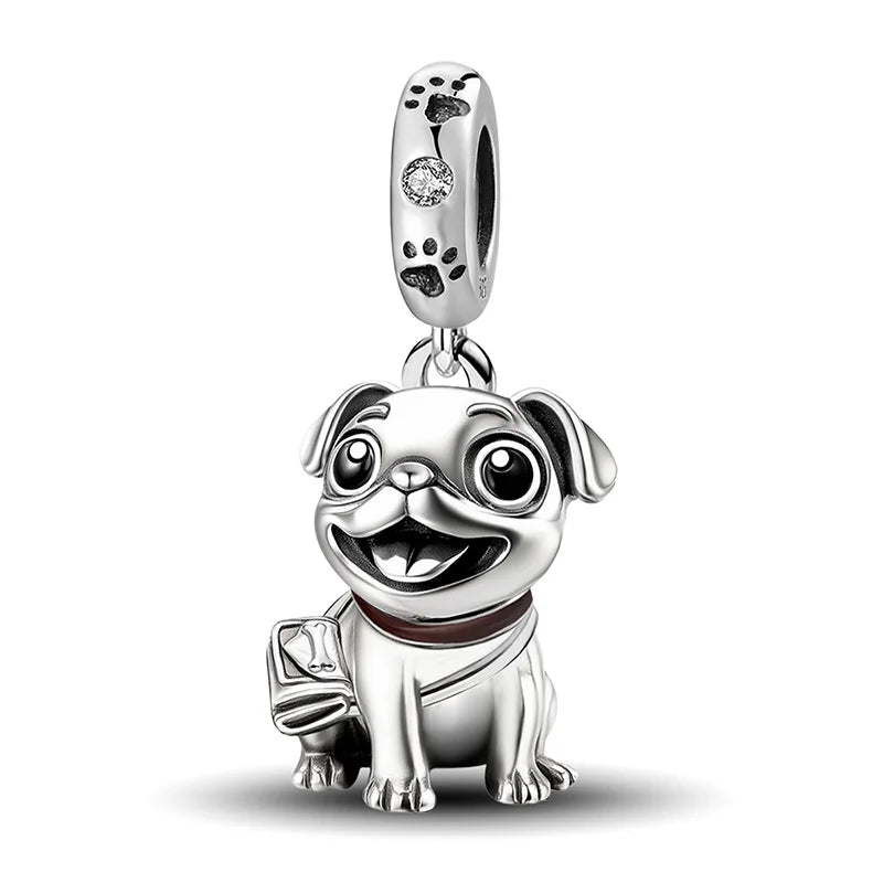 Perline Braccialetto 925 Argento Sterling | Charm Cane, Farfalla, Polpo | Gioielli Fai Da Te