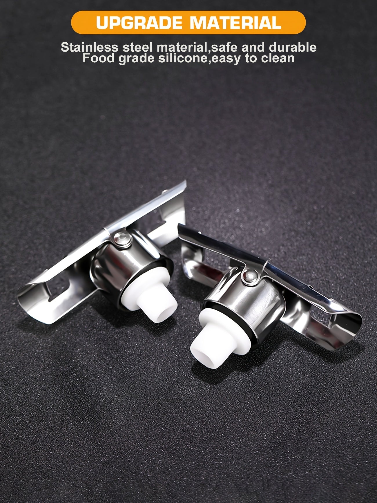 Set 2 Tappi Champagne in Acciaio Inossidabile - Sigillare/Conservare Vino - Regalo Elegante