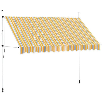 Tenda da Sole Manuale con Manovella 350x120 cm Retrattile, Altezza Regolabile 200-300cm Senza Foratura per Balcone, Giardino