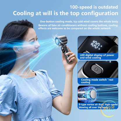 Ventilatore portatile ricaricabile con effetto ghiaccio e turbo
