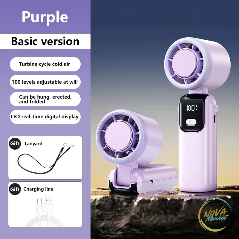 Ventilatore portatile ricaricabile con effetto ghiaccio e turbo