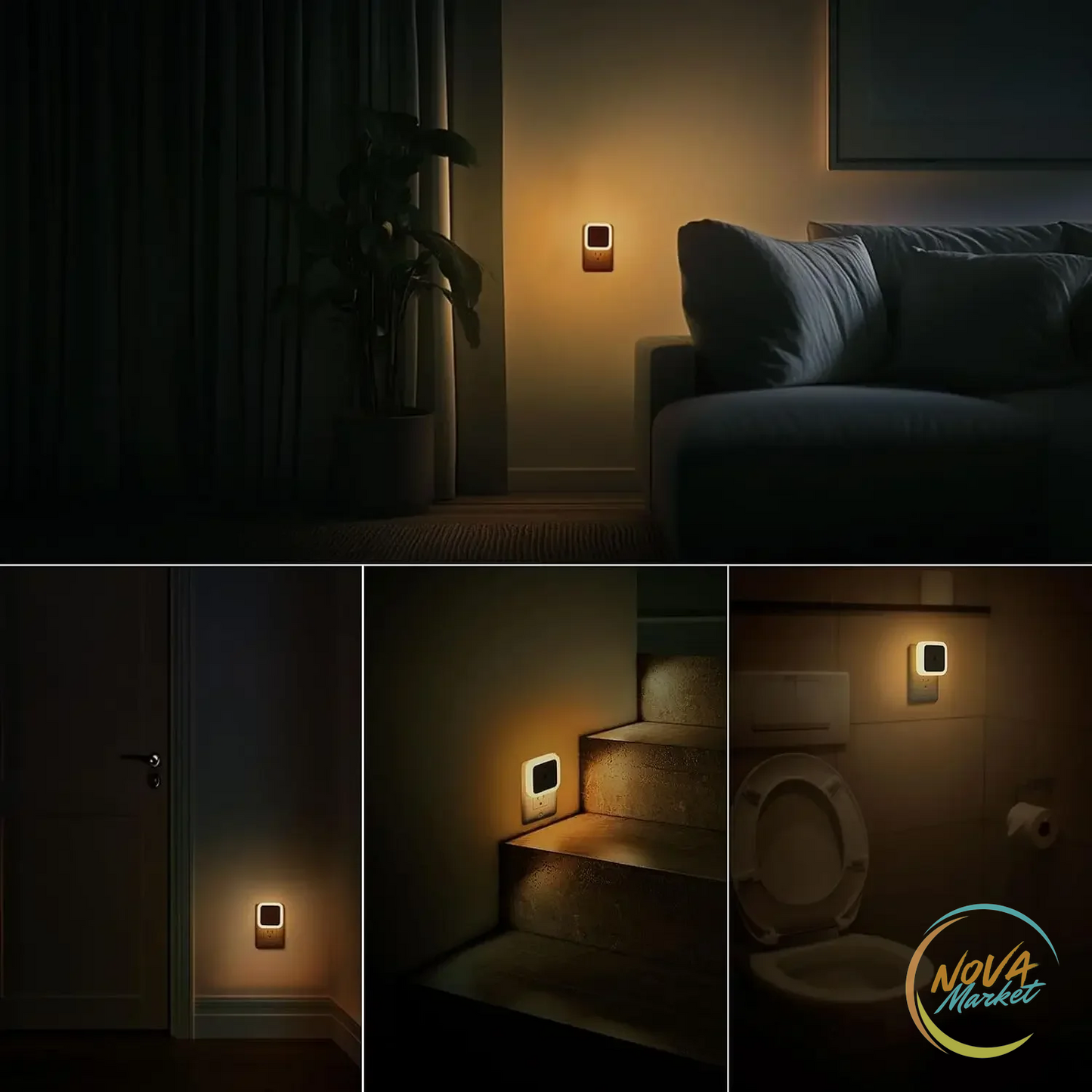 Luce notturna LED con sensore crepuscolare da parete