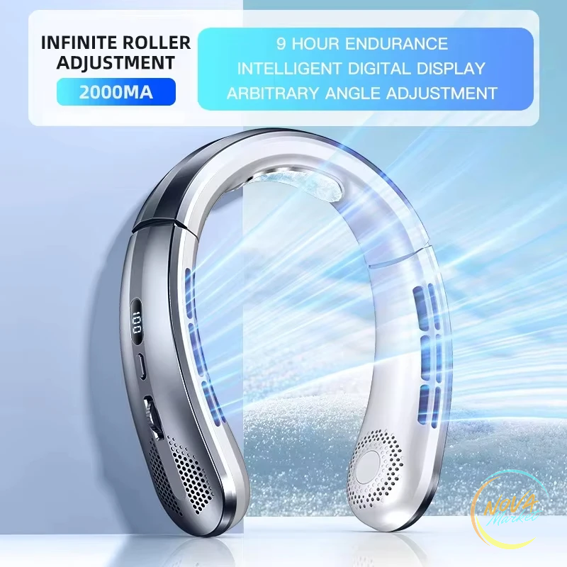 Ventilatore da collo ricaricabile USB-C con display LED