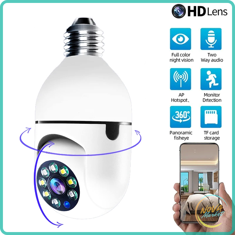 Telecamera IP WiFi E27 3MP con tracciamento AI