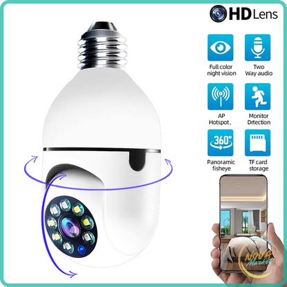 Telecamera IP WiFi E27 3MP con tracciamento AI