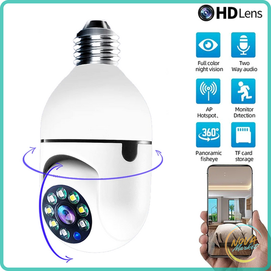 Telecamera IP WiFi E27 3MP con tracciamento AI