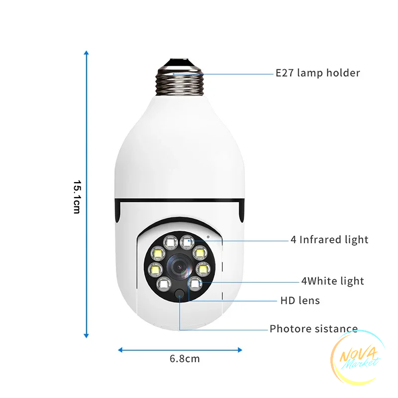 Telecamera IP WiFi E27 3MP con tracciamento AI