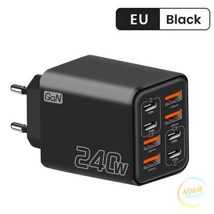 Caricatore USB C GaN 240W 8 in 1 da parete