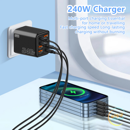 Caricatore USB C GaN 240W 8 in 1 da parete
