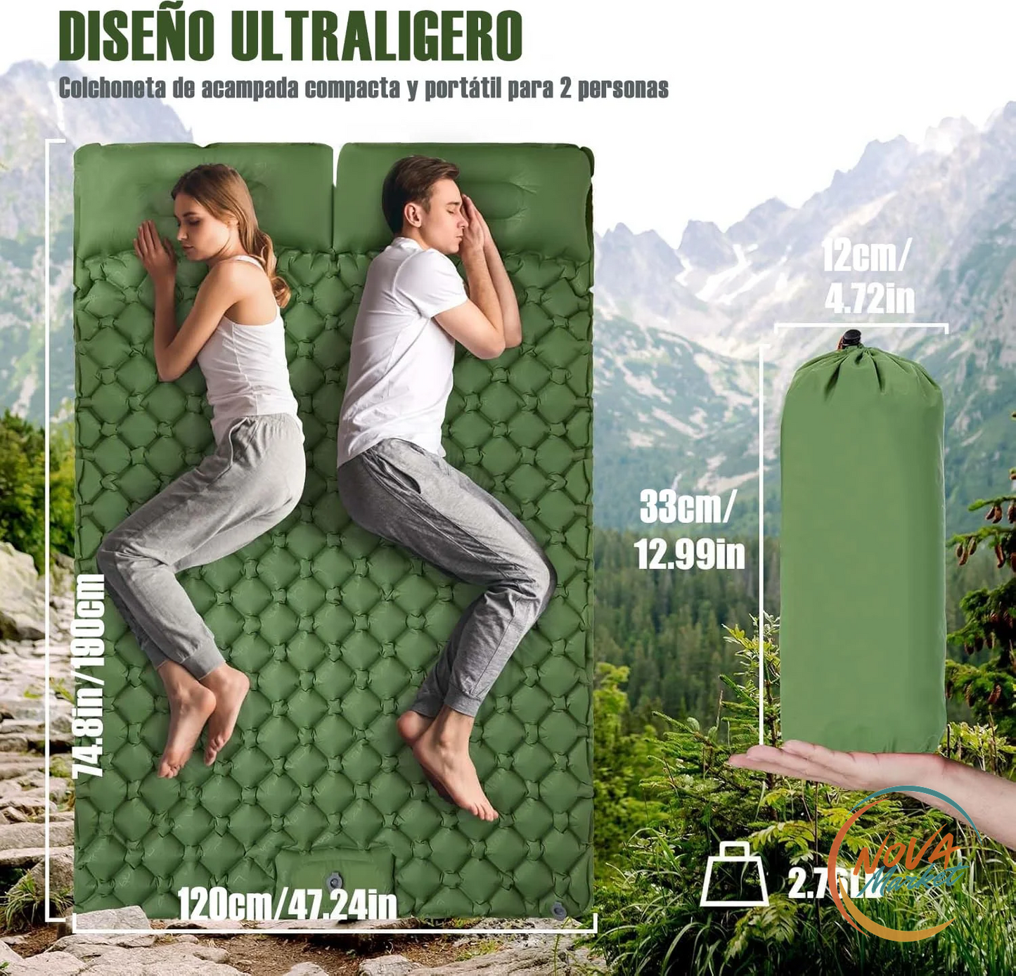 Materasso Gonfiabile Doppio da Campeggio Extra Largo